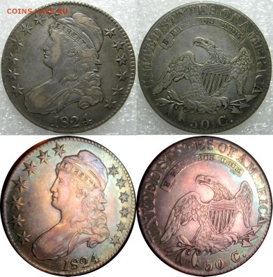 монеты США (вроде как небольшой каталог всех монет США) - 1824-50c