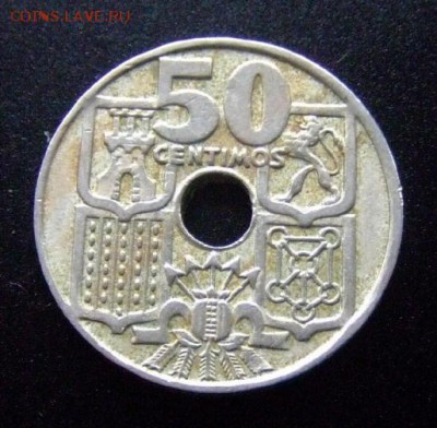 3 - Испания 50 сентимо (1949) «Якорь» №1 Р