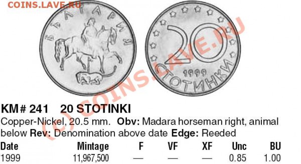 20стотинки 1999 болгария - Булгары.JPG