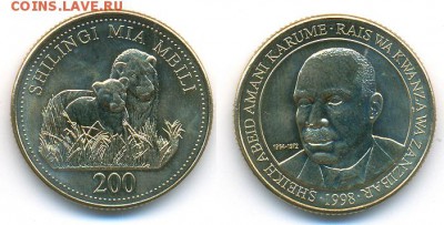 Танзания 200 шиллингов 1998 UNC до 15.11.14 22:00 МСК - W517