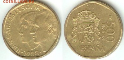 Испания 500 песет 1988, Хуан Карлос I и София,21.00мск15.11. - Испания 500 песет 1988