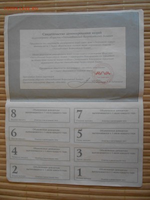 1 акция АВВА 10000 рублей, 1993 год, до 16.11.2014 - DSCN4898.JPG