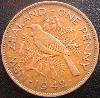 Новая Зеландия_1 пенни 1942 "Птица туи"; до 13.11_22.22мск - 8300
