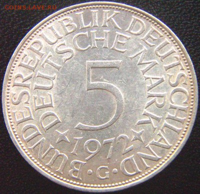 ФРГ_5 марок 1972(G). Отличное серебро; до 14.11_22.06мск - 8683