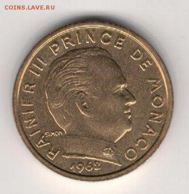 МОНАКО 10 САНТИМОВ 1962 ДО 20.11.14 В 22.00МСК (А317) - 4-м