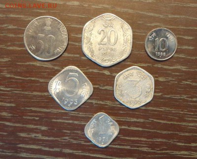 ИНДИЯ - наб. ходячки, разные формы монет, 6 шт. 21.11, 22.00 - Индия набор - 1