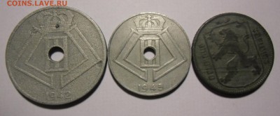 Франция 2 фр+1фр+1фр(1942-45)+Бельгия 1фр+25с+10с цинк - бельгия-1
