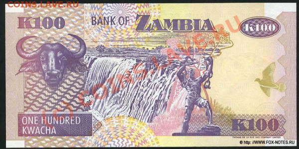 Животные на банкнотах - zambia_1992_100_p38b_b