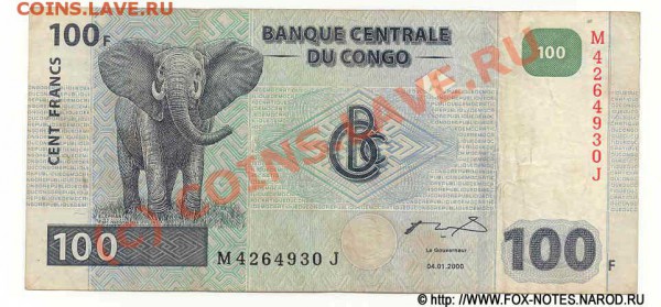 Животные на банкнотах - congo_dr_2000_100_p92_f