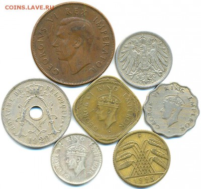 7 зарубежных монет 1912-1947 включая серебро; до 19.11_22.14 - 8221