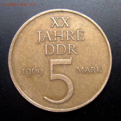 3 - ГДР 5 марок (1969) «20-летие ГДР» Р