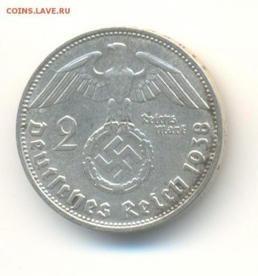Ag. 3-й рейх 2 марки 1938D . до 25.11 22:00 - 9