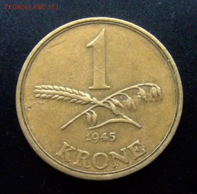 3 - Дания 1 крона (1945) «Злаки» Р