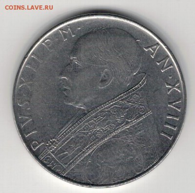 ВАТИКАН 100 ЛИР 1956 ДО 27.11.14 В 22.00МСК (А454) - 4-ват100л56