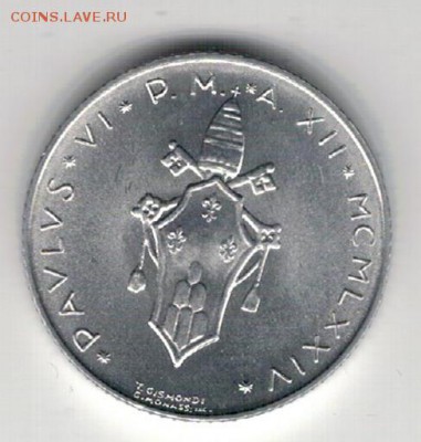 ВАТИКАН 2 ЛИРЫ 1974 ЯГНЕНОК ДО 27.11.14 В 22.00МСК (А454) - 4-ват2л74