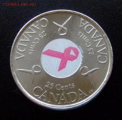 3 - Канада 25 центов (2006) «Красная лента; борьба с раком» Р
