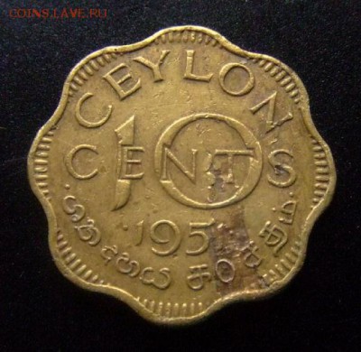 3 - Брит. Цейлон 10 центов (1951) «Георг VI» Р
