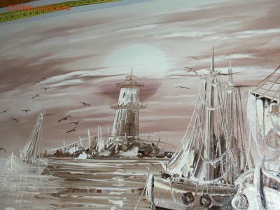 КАРТИНА холст масло "ЗАКАТ НА МОРЕ. МАЯК" БОЛЕЕ ПОЛМЕТРА!! - P2010078.JPG