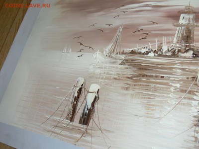 КАРТИНА холст масло "ЗАКАТ НА МОРЕ. МАЯК" БОЛЕЕ ПОЛМЕТРА!! - P2010076.JPG