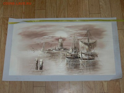 КАРТИНА холст масло "ЗАКАТ НА МОРЕ. МАЯК" БОЛЕЕ ПОЛМЕТРА!! - P2010074.JPG