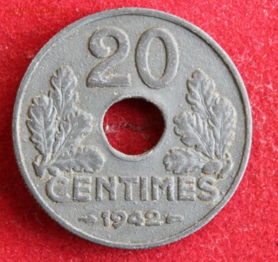 С 1 РУБЛЯ ФРАНЦИЯ 20фр. ЦИНК 1942г.ОККУПАЦИЯ  до 29.11.14г. - IMG_2638.JPG