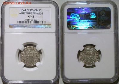 шиллинг 1644 Вюрцбург NGC XF45 (!) - 1