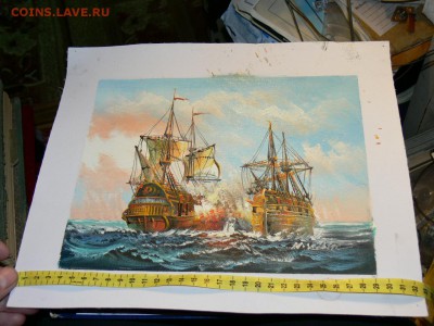 КАРТИНА холст масло "МОРСКОЙ БОЙ. ПАРУСНИКИ" - P2010666.JPG
