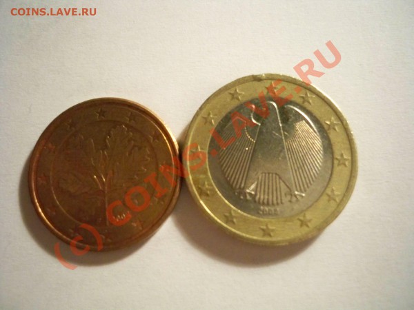 5 евроцентов и 1 евро Германии до 8.05.2010 - 100_2115