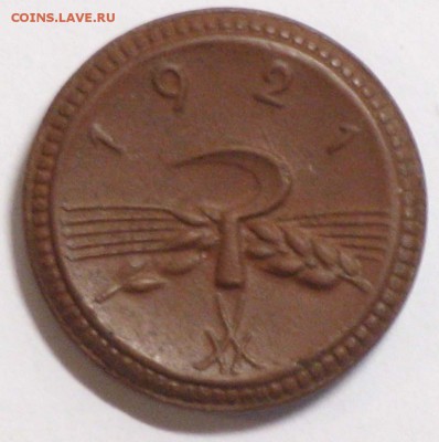 Саксония 1921 год-керамика - Саксония-20 пфеннигов-керамика-оборот