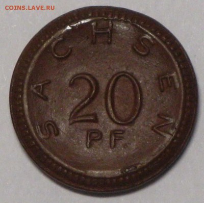 Саксония 1921 год-керамика - Саксония-20 пфеннигов-керамика