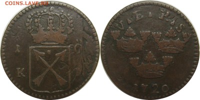 Швеция. - 1ore1720 pa daler 1718