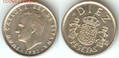 Испания 10 песет 1983, до 21.00 мск 05.12.14 - Испания 10 песет 1983