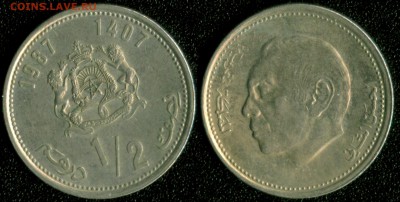 2 динара 1987 до 22:00мск 05.12.14 - Марокко 0,5 динара 1987