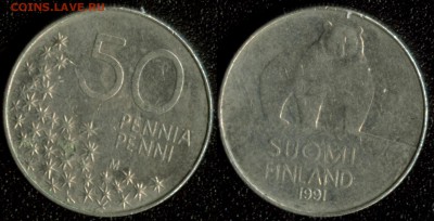 Финляндия 50 пенни 1991 до 22:00мск 05.12.14 - Финляндия 50 пенни 1991