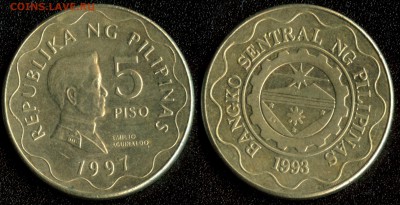 Филиппины 5 писо 1997 до 22:00мск 05.12.14 - Филиппины 5 писо 1997