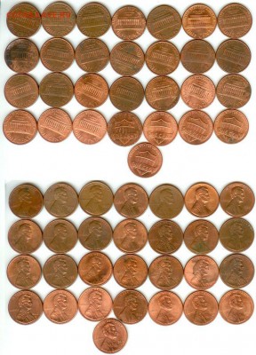США-1 цент -29 шт. погодовка 1976-2014 до 21.00 мск 06.12.14 - США-1 цент 1976-20014-29 шт.