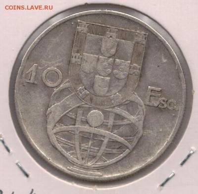 Ag ПОРТУГАЛИЯ 10 ЭСКУДО 1954 ДО 04.12 В 22.00МСК (А418) - 5-п10э54а