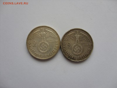 2 марки Гинденбург. 1939 A.  Германия. 2 шт. - Аук 2 марки Гиндер 2 шт - 1.JPG