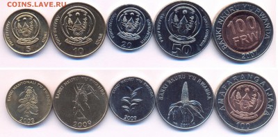 Руанда 5+10+20+50+100 франков 2007-2011 до 5.12.14 22:00 МСК - 25