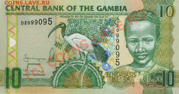 Животные на банкнотах - Gambia-2006-10GMD-obs
