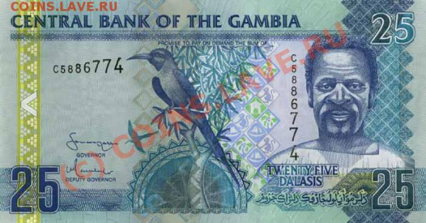 Животные на банкнотах - Gambia-2006-25GMD-obs