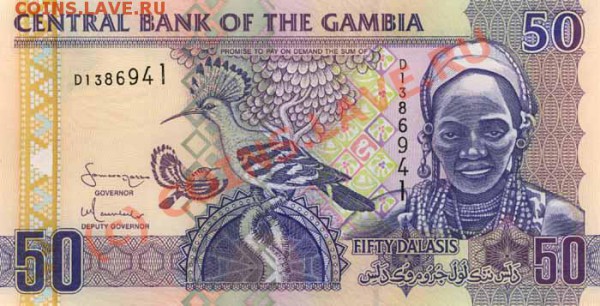 Животные на банкнотах - Gambia-2006-50GMD-obs
