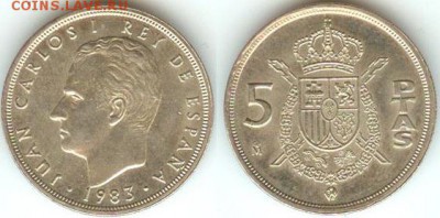 Испания 25 песет 1983, до 21.00 мск 07.12.14 - Испания 5 песет 1983