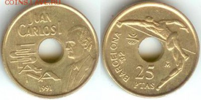 Испания 25 песет 1991, до 21.00 мск 07.12.14 - Испания 25 песет 1991
