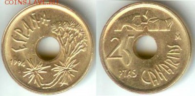 Испания 25 песет 1994-Канарские острова, до 21.00мск07.12.14 - Испания 25 песет 1994