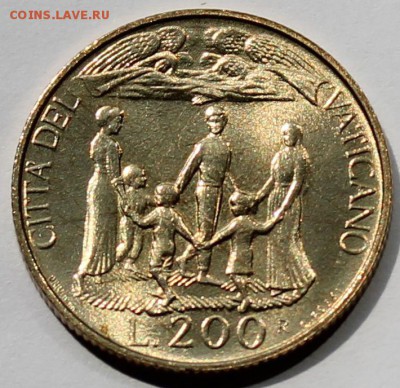 Ватикан 200 лир 1996. Тираж-32 000. РАСПРОДАЖА. - 2