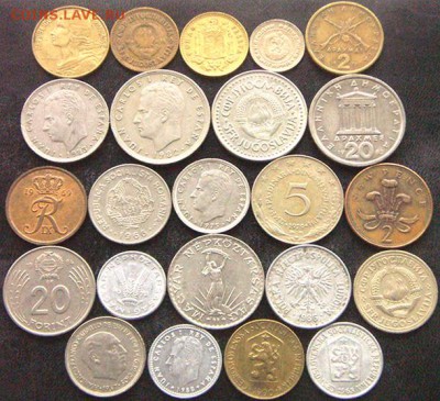 53 разные зарубежные монеты (см. описание). До 03.12_22.50мс - 8804