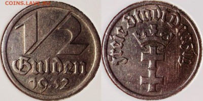 КОЛЛЕКЦИОННЫЕ МОНЕТЫ - НЕДОРОГО - данциг пол гульдена 1932