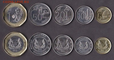 Сингапур набор 5 монет,цена Фикс - сингапур 5