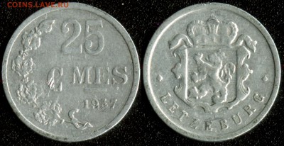 Люксембург 25 сантимов 1957 до 22:00мск 10.12.14 - Люксембург 25 сантимов 1957